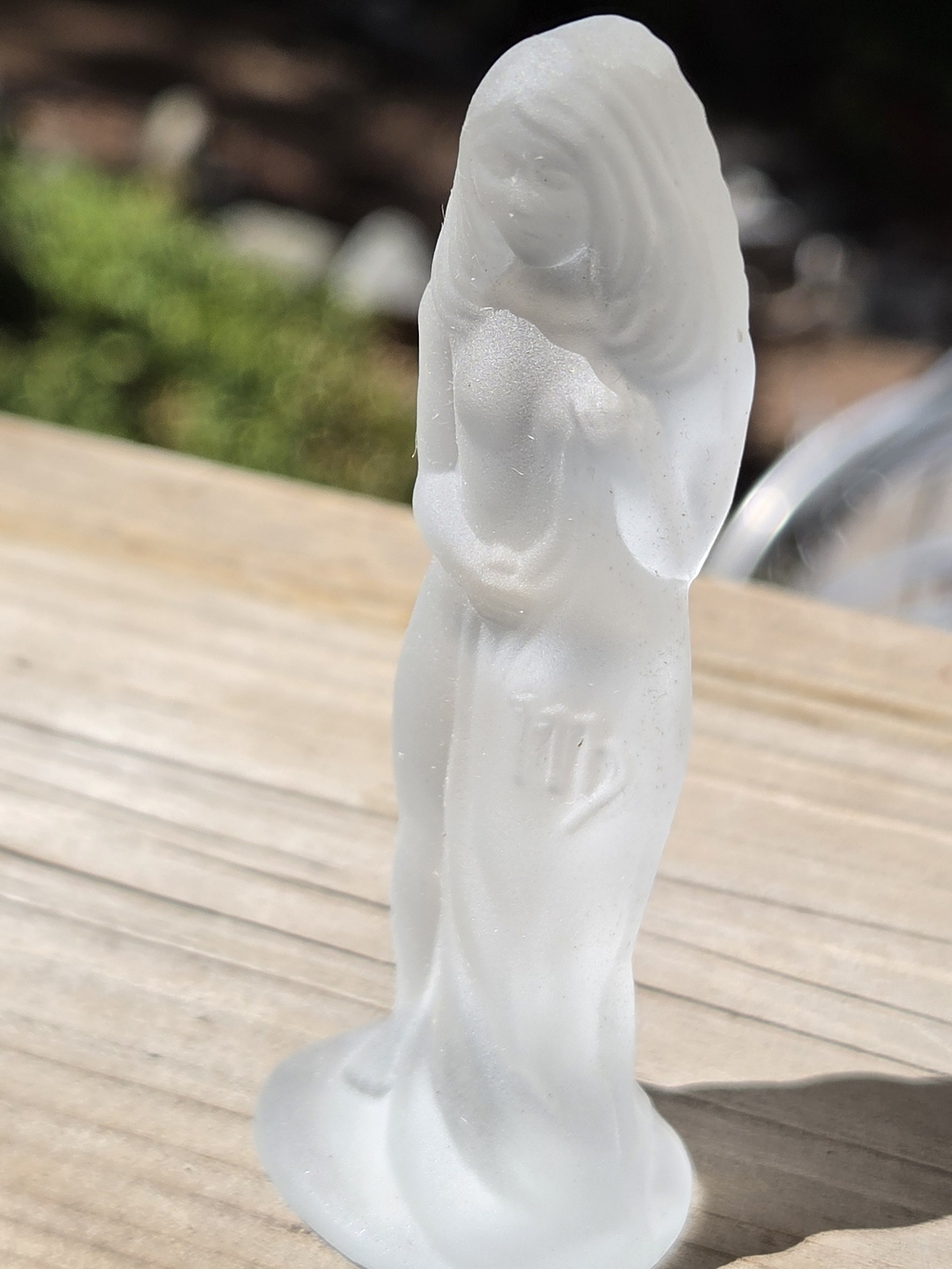 Artisan Czechoslovakian Frosted White Glass Virgo Figurine 3"